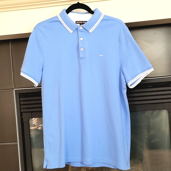 Michael Kors 100% Cotton Light Blue Polo Shirt, Golf Shirt Size M